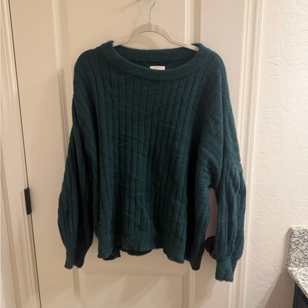 Aerie Cozy Ribbed Boatneck Sweater - Dark Teal